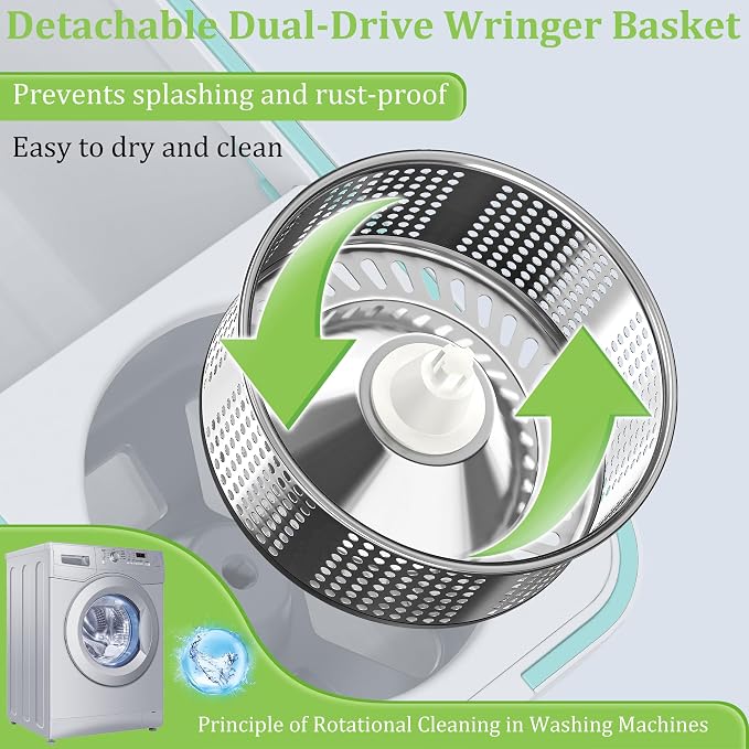 Spin Mop and Bucket Set with Wringer and 3 Extra Microfiber Heads and 1 Scrub Brush 5-GAL Heavy-Duty Design for Hardwood Tile Laminate Home Cleaning Tools