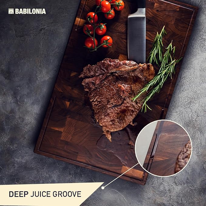 American Walnut Wood Cutting Board, End Grain Butcher Block for Kitchen | Black Walnut Grown in USA - 16" x 10" (ExtraThick 1.7") Heavy Duty Hardwood Non Toxic Wooden Chopping Boards (Oil Included)