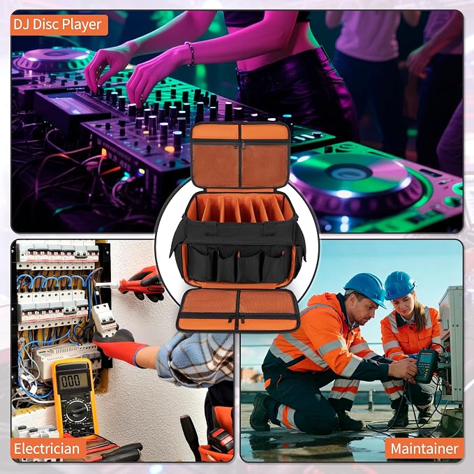 IBVIVIC DJ Cable File Bag With Adjustable Dividers, Dj Gig Bag for Cables, Cords, DJ Gear, Sound Instrument and Accessories, Cable Organizer Bag 16L x 11W x 12H inch