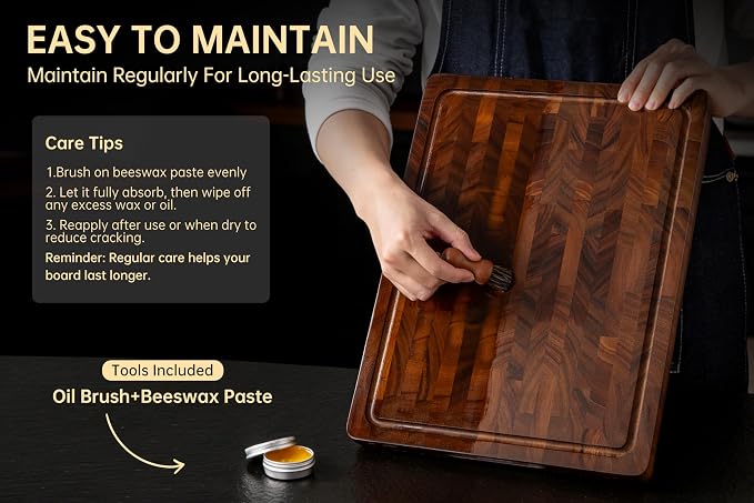 Walnut Cutting Boards for Kitchen, End Grain Wood Cutting Board | 17"×13"×1", Premium Walnut Wood, FSC Certified, Deep Juice Groove, Built-In Handles, Non-Slip Feet, Chopping Board, Gift Box