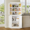 GAIOUS 63" Metal Corner Kitchen Pantry Cabinet, Kitchen Food Cabinets White | Tall Steel Storage Cabinet with 4 Doors and 3 Shelves, Farmhouse Cupboard with 6 Door Panel Shelves, for Dining Hallways
