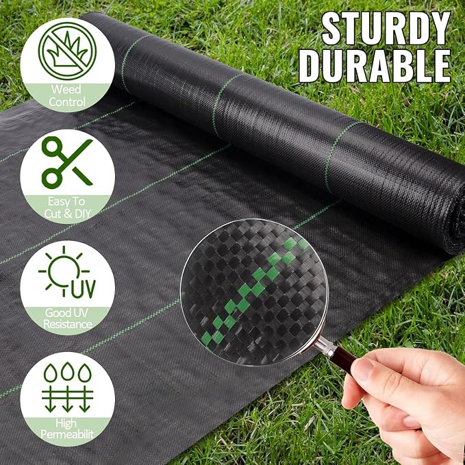 4ft x 100ft Weed Barrier Landscape Fabric Heavy Duty Premium Weed Control Fabric Durable & Eco-Friendly Weed Block Gardening Mat Landscaping Fabric