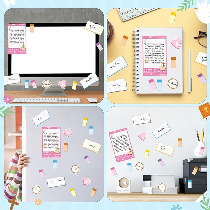 Xqumoi Christian Bible Verse Sticky Notes Set - I Am a Child of God Self-Stick Note Pads Inspirational Religious Divider Tabs Bundle Writing Memo Pad Page Sunday School Office Christmas Supplies Gift