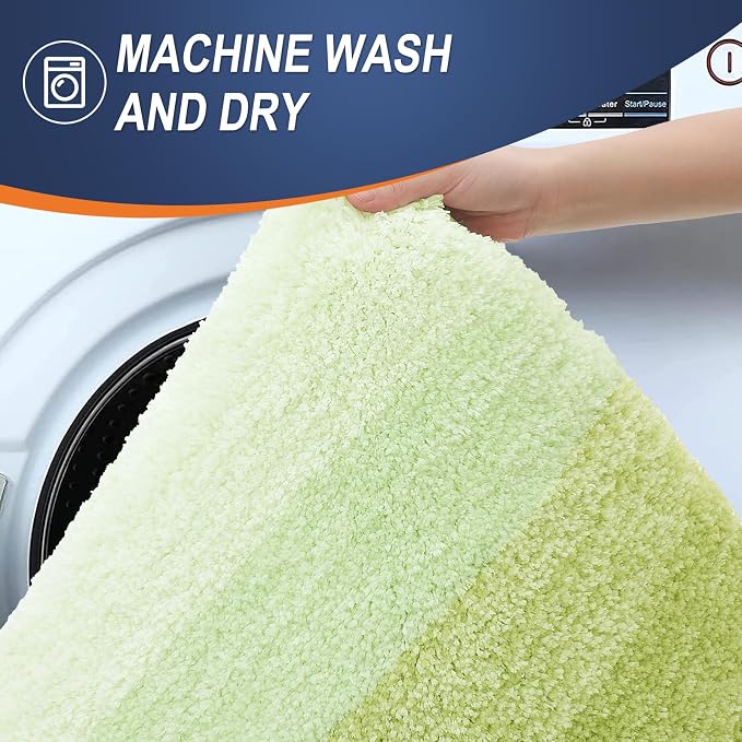 OLANLY Small Bathroom Rugs Mat 24x16, Extra Soft Absorbent Microfiber Bath Rugs, Rubber Backing, Quick Dry, Washable Bath Mats for Bathroom Floor, Tub and Shower, Home Decor Accessories, Light Green