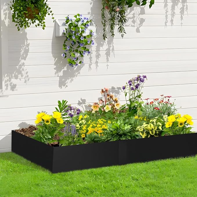 8" Metal Edging for Landscaping, 40" 6 Pack Garden Edging | Steel Landscape Edging with 7 Clips, Hammer-in Flexible Lawn Edging, No Dig Edging, Metal Edging for Pathway, Yard