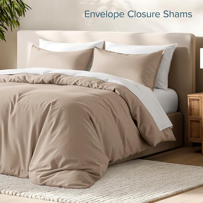 Bare Home Bedding Duvet Cover Queen Size - Premium 1800 Super Soft Collection - Lightweight, Cooling - Soft Breathable Bedding Duvet Cover (Queen, Pebble)