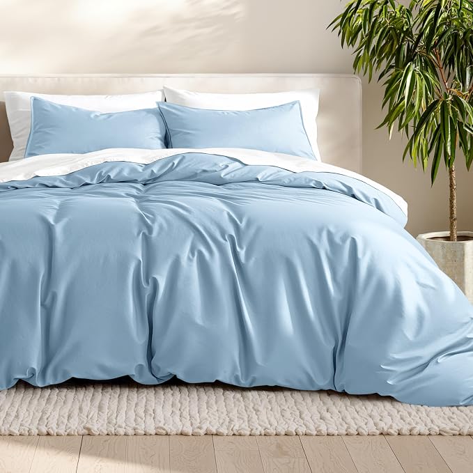 Bare Home Bedding Duvet Cover Queen Size - Premium 1800 Super Soft Collection - Lightweight, Cooling Duvet Cover - Soft Breathable Bedding (Queen, Light Blue)