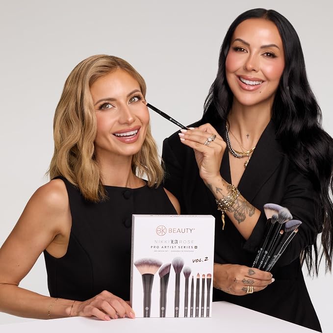 BK BEAUTY Nikki La Rose Pro Artist Brush Set Vol. 2 (8PC) – Celebrity MUA Designed Makeup Brushes for Contour, Coverage, Powder, Blush & Eye Detailing | Vegan, Cruelty-Free, Ultra-Soft Bristles