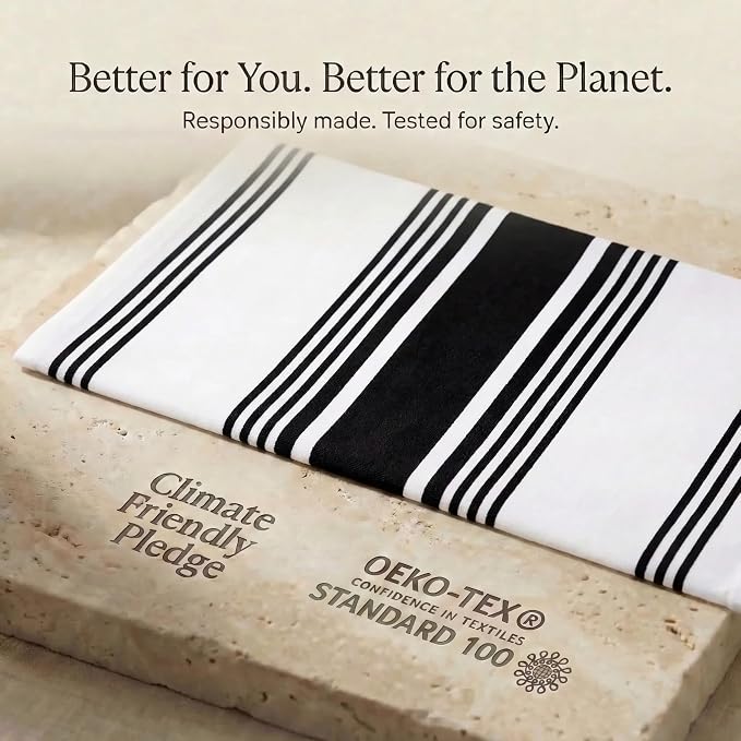 Urban Villa Kitchen Towels 100% Cotton Dish Towels for Kitchen (Set of 6)20”x30” Dish Cloths Highly Absorbent Kitchen Linen Set with Hanging Loop Perfect for Drying Dishes Cleaning Towels-Black White