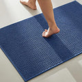 TYUU Bathroom Rugs Non Slip Washable, Super Absorbent Thin Bath Mat Quick Dry Low Pile Bathroom Rug, Navy Blue 24"x47"