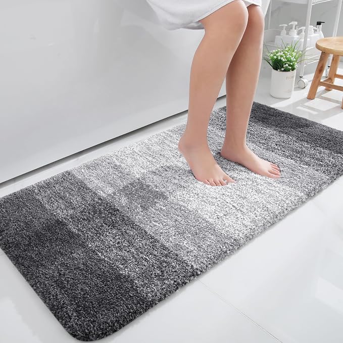 OLANLY Large Bathroom Rugs Mat 45x27, Extra Soft Absorbent Microfiber Bath Rugs, Rubber Backing, Quick Dry, Machine Washable Bath Mats for Bathroom Floor, Tub and Shower, Home Decor Accessories, Grey