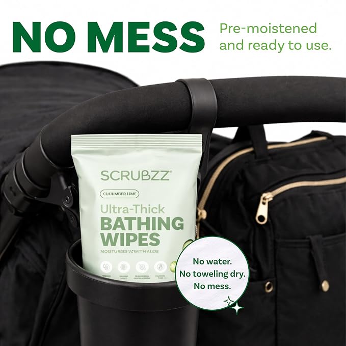 Extra Large Body Wipes for Adults Bathing No Rinse - 40 Ultra Thick Disposable Shower Wipes for Men, Women & Elderly - Great for Gym, Camping, Post Surgery - Variety Pack