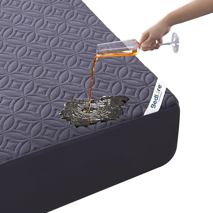 BEDLORE Waterproof Mattress Protector, Full Size Mattress Pad with Deep Pocket 6"-15" Depth, Soft Dirt-Proof Double Bed Mattress Cover for Bedroom, College Dorm, Hotel (Navy Blue)