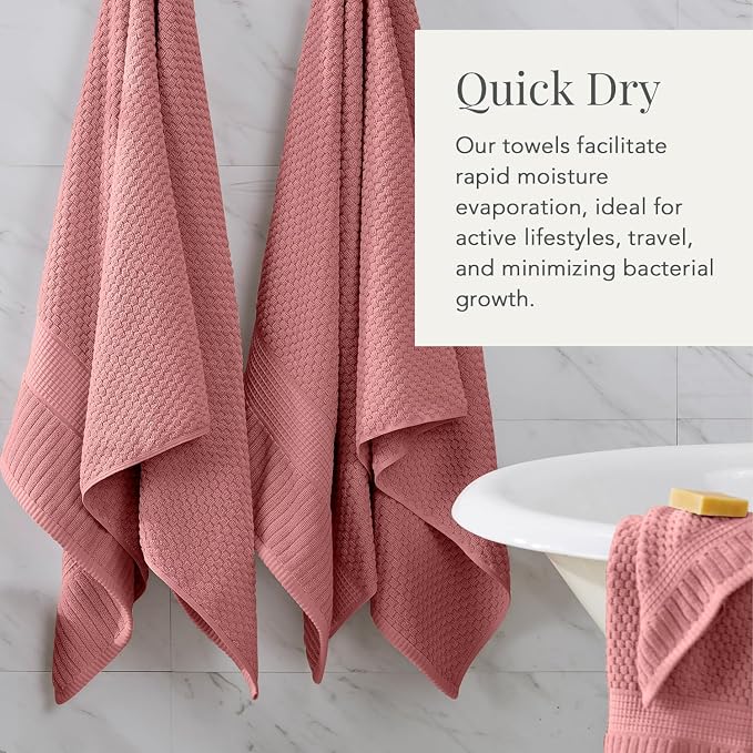 NY Loft 100% Cotton 2-Pack Oversized Bath Towel Set | Rose | Quick-Dry | Two Oversized 35" x 70" Bath Towels / Bath Sheets | Super Absorbent | Designer-Styled Texture