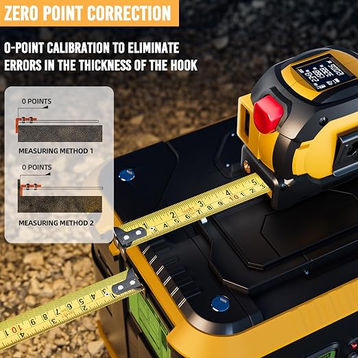 SENDA 3-in-1 Laser Tape Measure - 197Ft Digital Measuring Tape with Led Display&16Ft Measuring Tool with Magnetic Hook & Auto Lock - Pythagorean, Area, Volume, Ft/Ft+in/in/M Unit,AAA Battery*2, Yellow