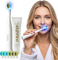 Sonic Portable Electric Toothbrush, Battery Operated for Adults | Blue LED Light, Whitening Toothpaste, 3 Modes with Smart Timer, 6 Replacement Brush Heads