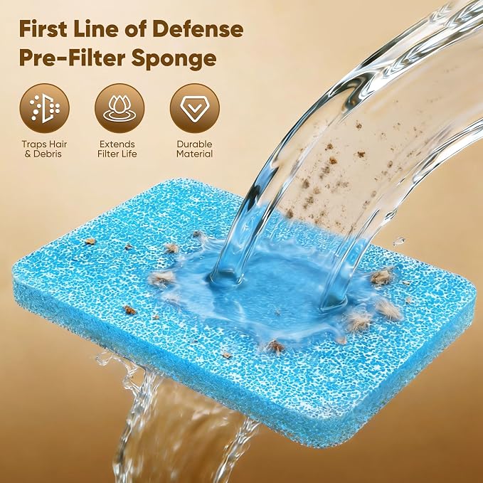4 Pack Dog Water Fountain Filter Replacement Fit for Sharlovy W10 Pro | Pet Water Filter & Sponge Filter for Sharlovy W10 Pro, 2 Months Set Easy-Swap for Dogs and Cat Fountain