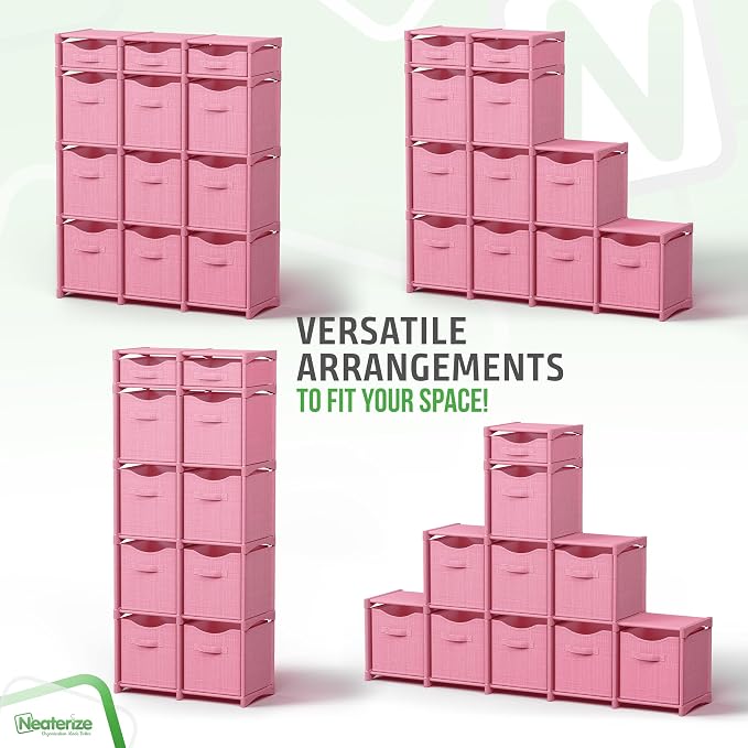 Cube Storage Organizer with 12 Storage Bins Included – Storage Cubes for Home Organization, Toy Storage, Office Storage, Living Room Storage, and General Storage Solution (Pink)