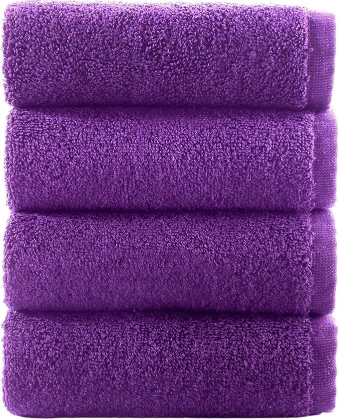 Washcloth Linen Set Premium Original Turkish Cotton, Hotel Quality for Maximum Softness & Absorbency for Face, Hand, Kitchen & Cleaning (Purple, Washcloth Set)
