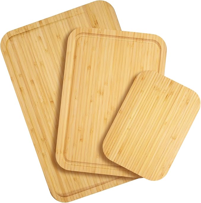 Totally Bamboo 3-Piece Bamboo Cutting Board Set – Cutting Boards for Kitchen with Juice Groove & Collection Well – Large, Medium & Small Sizes for Food Prep & Charcuterie