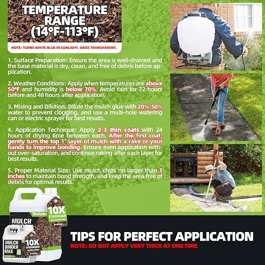 Mulch Glue for Landscaping 1.3 Gallon, High-Concentration Rock Glue, Gravel Binder with Ultra-Stick Grip, Covers 2X More Area for Pea Gravel, Mulch & Pebbles, Long-Lasting & Non-Toxic