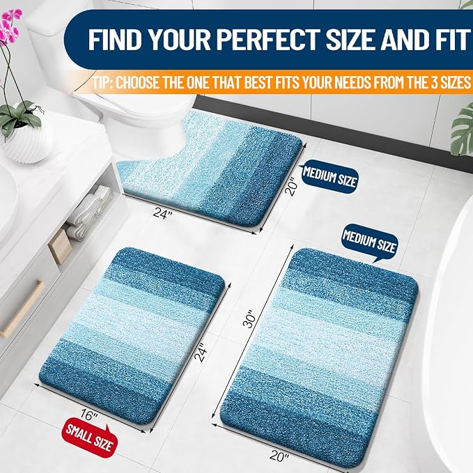 OLANLY Large Bathroom Rugs Mat 50x30, Extra Soft Absorbent Microfiber Bath Rugs, Rubber Backing, Quick Dry, Washable Bath Mats for Bathroom Floor, Tub and Shower, Home Decor Accessories, Peacock Blue
