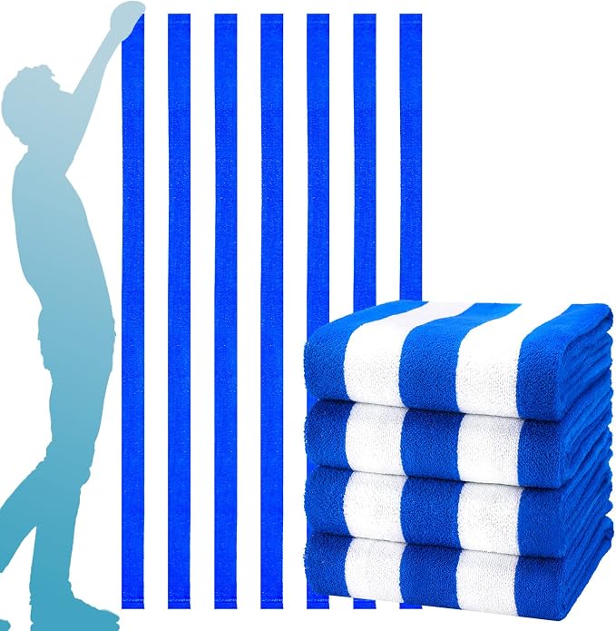 4 Packs Extra Large Beach Towel Bath Towel 72 * 40 Set Bathroom Sheets Bulk Oversized XL Big Absorbent Thick Giant Microfiber Terry Soft Blanket Clearance Turkish Toallas De Playa NOT Cotton Blue