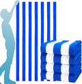 4 Packs Extra Large Bath Towels Striped Beach Towel Set Bathroom Sheets Bulk Oversized XL Big Soft Fluffy Absorbent Microfiber Turkish Blanket Hotel Shower Pool Hot Tub Toallas Baño Grandes Blue