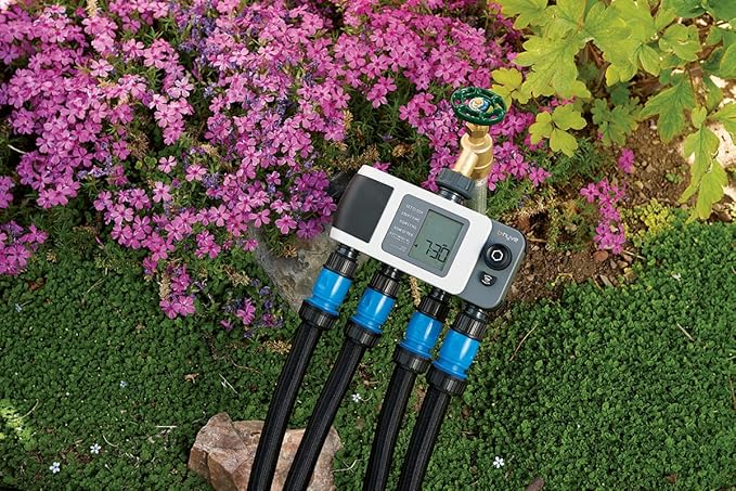 Orbit B-hyve XD 4-Port Smart Hose Watering Timer - App Controlled - Smart WeatherSense - Bluetooth Sprinkler Timer with Remote Control - Multi Outlet Yard Irrigation System - 24634