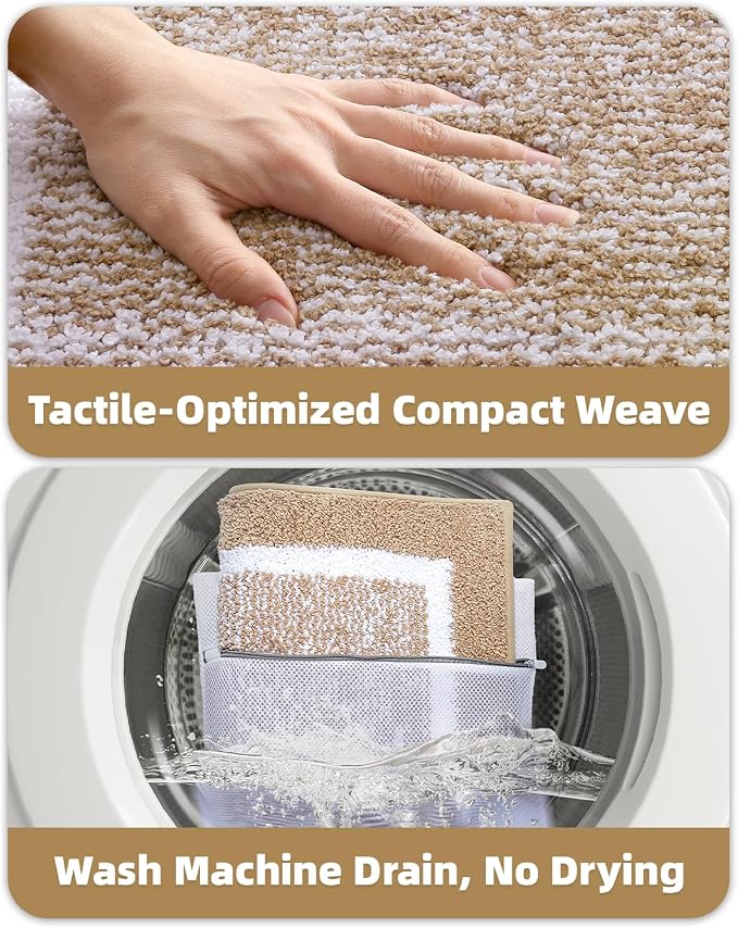 Color&Geometry Simple and Stylish Large Bath Mats for Bathroom Non Slip, 20"x32" Khaki Bathroom Rugs, Absorbent, Soft, Washable, Microfiber Shower Mat