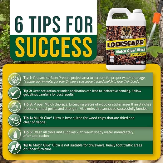 Lockscape Mulch Glue for Landscaping Ultra Concentrated (64 Ounce) - Lasts Up to 2 Years, Non-Toxic, Concentrated Landscape Binder - Strong Mulch and Pine Straw Glue for Landscaping, Pine Straw & More