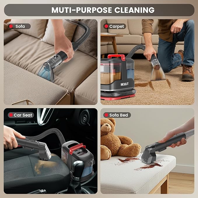Portable Spot Cleaner Machine for Carpet & Upholstery,15 Kpa Strong Suction Furniture Cleaner Machine for Pet Stain, Rug，Couch & Car, Spot Cleaner Machine with Versatile Tools & Self-Cleaning System