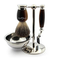 Edwin Jagger S81M582BAMZ Imitation Light Horn & Nickel Classic Shaving Set with Bowl with a Pure Badger Shaving Brush and Mach 3 Razor for Shaving Cream or Soap for Men