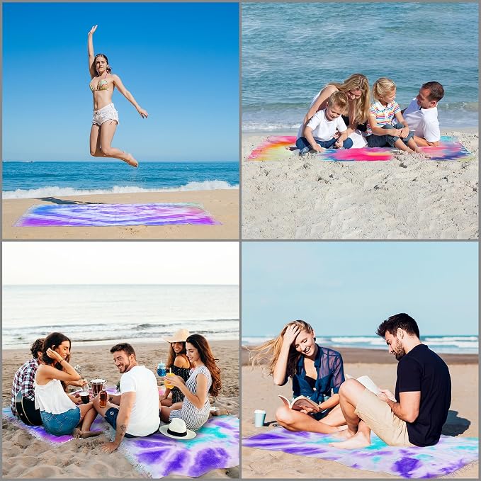 Dielianyi 4PCS Turkish Beach Towels for Tie-dye 71x39 Oversized White Beach Towel for tie dye Party Lightweight Beach Blanke for Bath Towel Travel Towels with tie dye Thread