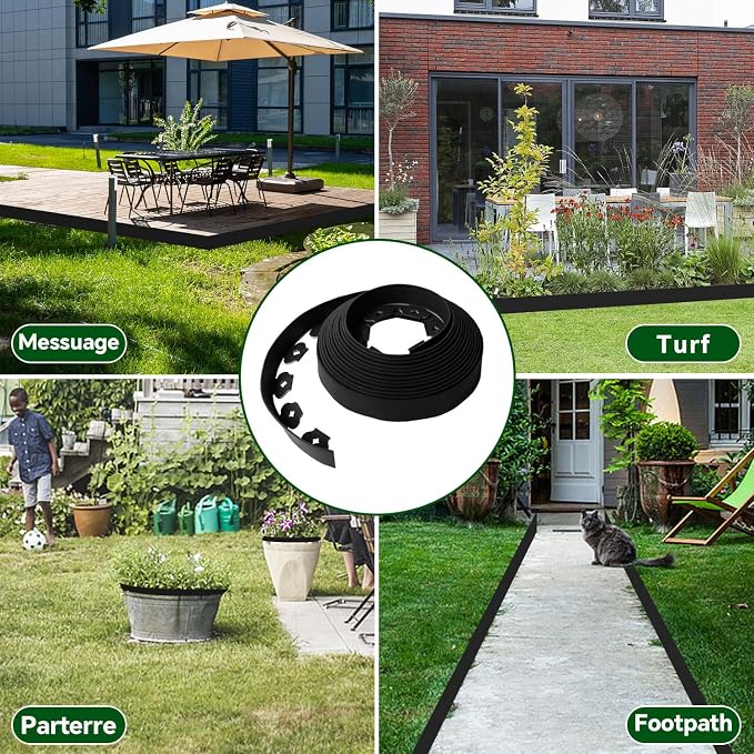 Garden Edging Border,100 Foot Lawn Edging Kit with 90 PCS Metal Spikes,2 Inch Tall Landscape Edging Roll for Garden,Lawn,Flower Beds,Grass,Yard(Black)