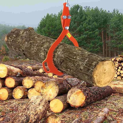 28 Inch Log Lifting Tongs, 2 Serrated Claw Hook Grapple Timber Claw | Heavy Duty Log Grapple, Swivel Logging Tongs, Lumber Skidding, Grapple Timber Tool for Tractors, Trucks, ATVs