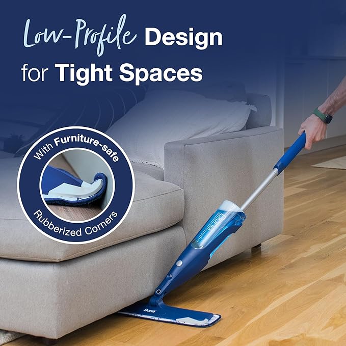 Bona Hardwood Floor Premium Spray Mop - Includes Wood Floor Cleaning Concentrate and Machine Washable Microfiber Cleaning Pad - Dual Zone Cleaning Design for Faster Cleanup