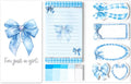 Xqumoi Coquette Blue Bow Sticky Notes Set - I’m Just A Girl Self-Stick Note Pads Bowknot Notepads Writing Memo Pad Page Marker Bookmarker Preppy Girly Stuff Back to School Office Supplies Gift