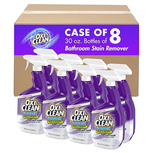 Oxiclean + Bleach, Bathroom Stain Remover No Drip Foam, 30 Fl. Ounces (Pack of 8)