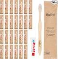 Disposable Bamboo Toothbrush Kit (50 Pack) with 6g Toothpaste - 100% Natural Biodegradable - Individually Wrapped Disposable Amenities for Hotel, Airbnb, Travel, Camping, Homeless & Guest Use