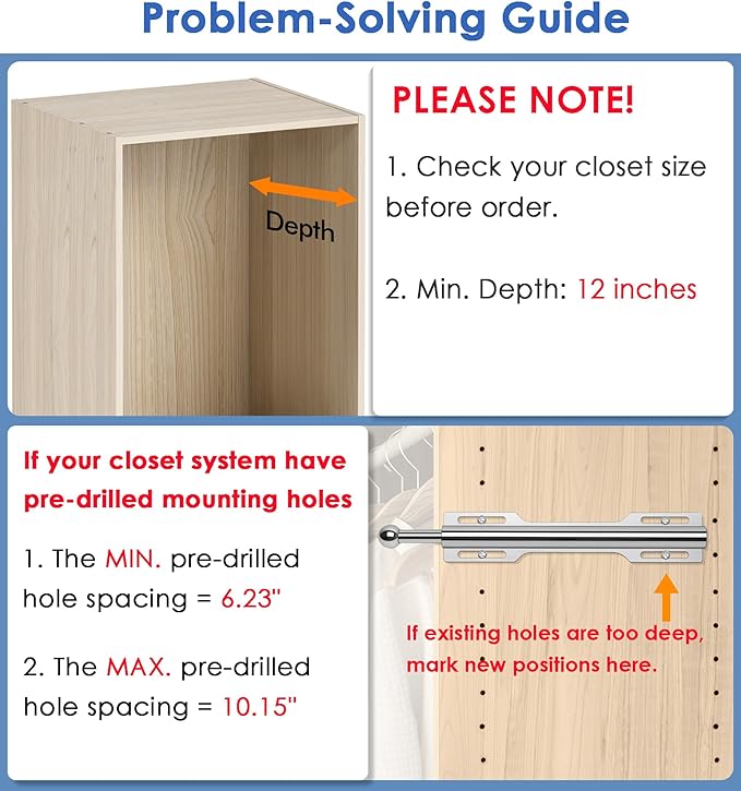 12" Valet Rod for Closet Pull Out (2 Pack, Chrome)