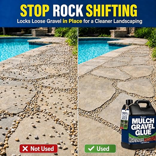Teexpert Mulch Gravel Glue for Landscaping: 1 Gallon Rock Glue Fast-Dry Gravel Adhesive for Stone Pea Pebble Rubber,Strong Weather-Resistant Rocks Lock for Landscape Outdoor Yards Garden Bed Paver