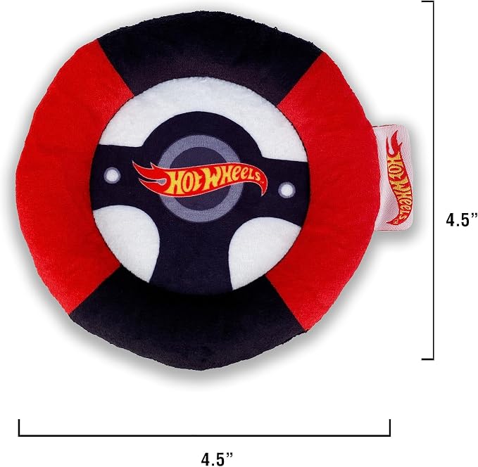 Megatoys Hot Wheels Plush Car Pet Bed – Themed Blue Car Design for Dogs and Cats with Toy Steering Wheel and Tire