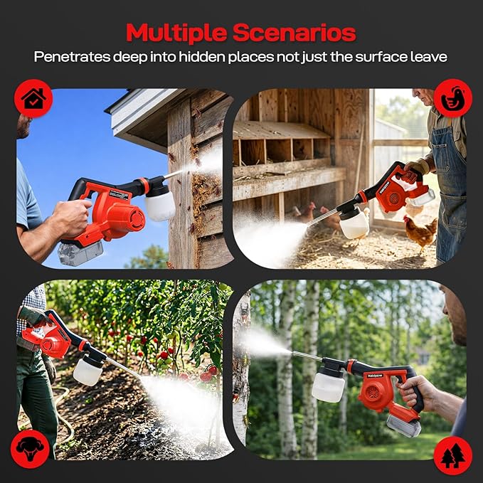 Electric Diatomaceous Earth Duster Compatible for Milwaukee 18V Battery, Garden Dust Applicator with 800mL Capacity｜Variable Speed, 2 in 1 Diatomaceous Earth Spray & Vacuum Cleaner (NO Battery)