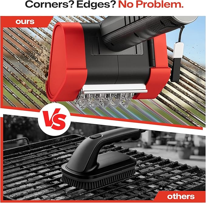 Electric Grill Brush Outdoor for Grill, 2026 Unique Stainless Steel Chain Brush Head-No Blind Spot Cleaning, No Bristle Shedding Cordless Rechargeable BBQ Grill Cleaner for Grates, Gifts for Men Dad