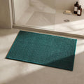 Triohero Bathroom Rugs Non Slip Washable, Super Absorbent Thin Bath Mat Small Quick Dry Low Pile Bathroom Rug, Dark Green 16"x24"