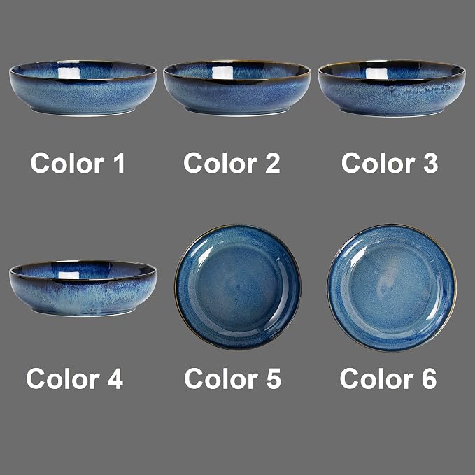 30oz Ceramic bowls set of 4-8" serving bowls for Kitchen,Pasta,Salad-Dishwasher & Microwave Safe Perfect for Housewarming, Thanksgiving, Christmas-Royal Blue