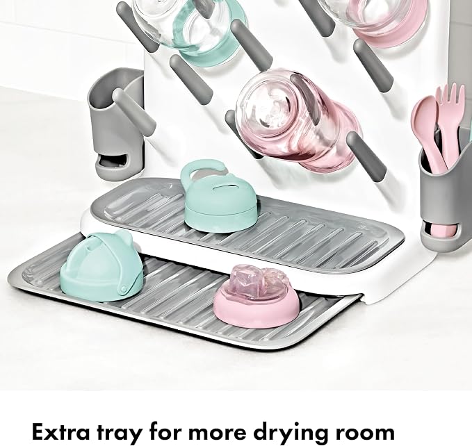 OXO Tot Expandable Drying Rack – Space-Saving Drying Rack | Newborn and Baby Essentials | Breastfeeding Essentials | Dry Baby Bottles | Save Space in Kitchen (Pack of 3)