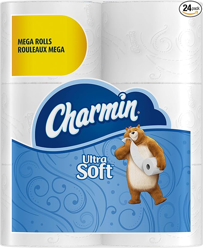 Charmin Ultra Soft Mega Roll Toilet Paper, Mega, 24 Count
