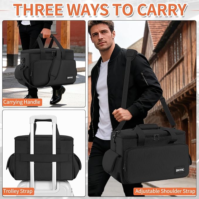 IBVIVIC DJ Cable File Bag with 6 Detachable Dividers High Capacity Gig Cable Bag for Cords,DJ Gear,Sound Instrument and Accessories